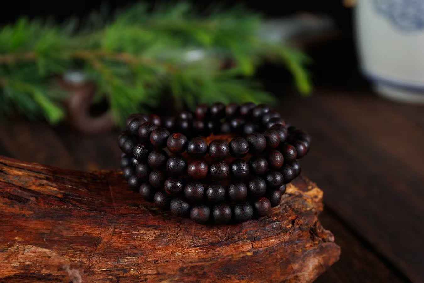 Sinking-Grade Jiangzhen Xiang 108-Bead Mala Bracelet – Sacred Agarwood Meditation Tool (8mm×108 Beads)
